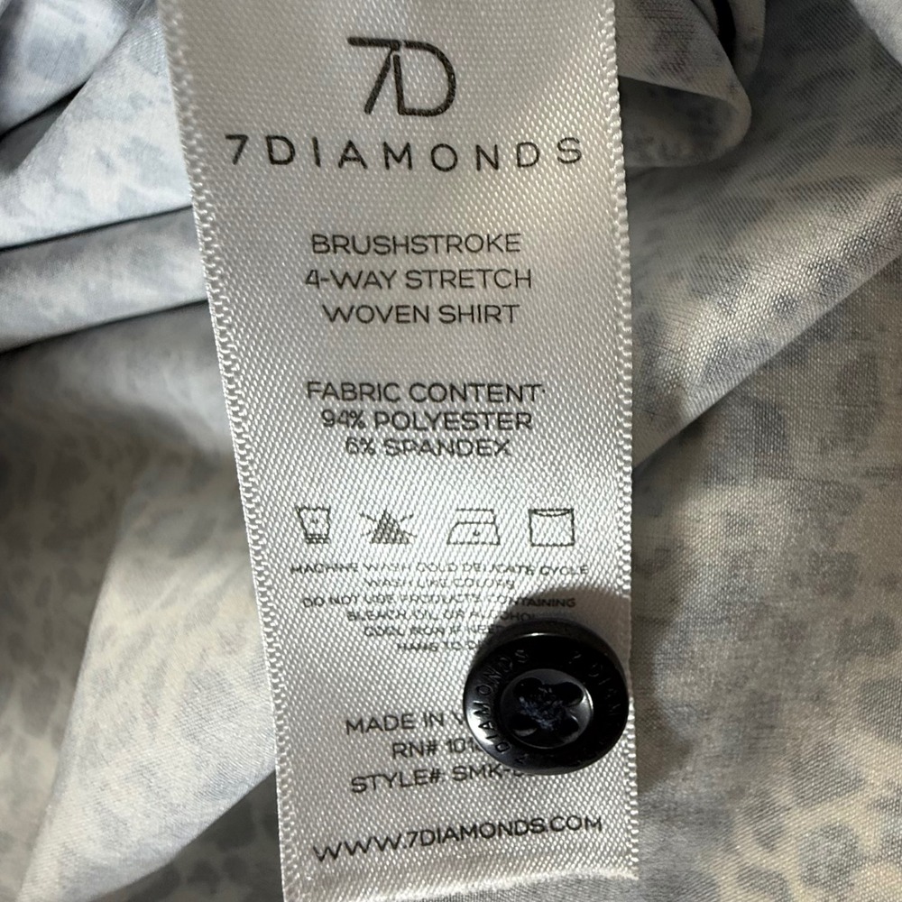 7 Diamonds Brushstroke Shirt Mens Large 4-Way Stretch Short Sleeve Performance - Picture 4 of 7